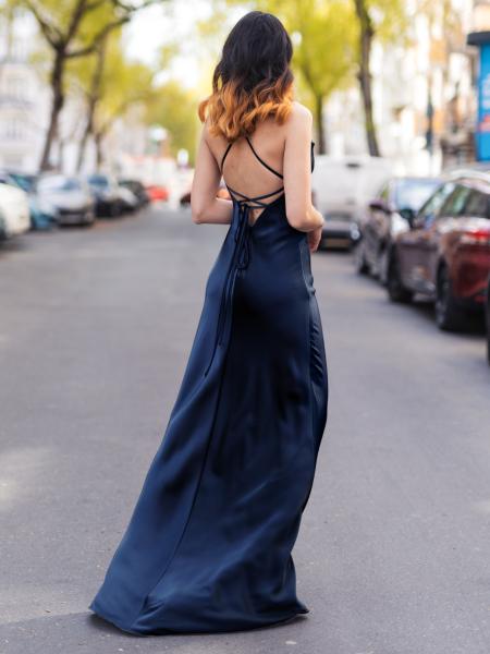 Satinkleid Celine, dunkelblau