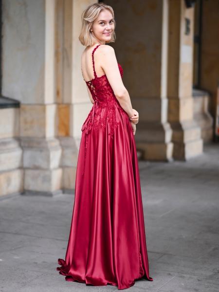 Satinkleid Lucielou, weinrot