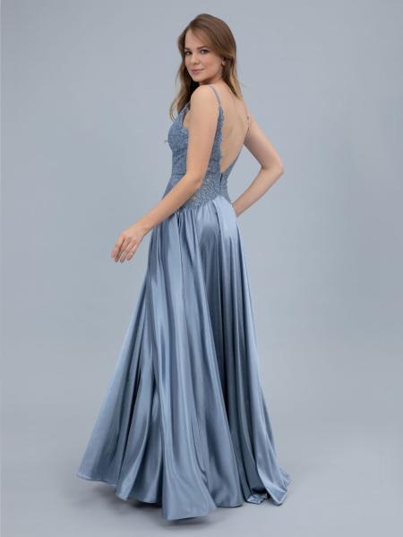 Satinkleid Antonia, silberblau