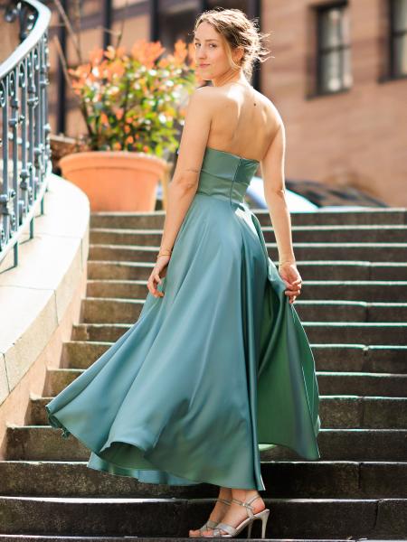 Abendkleid Midi Agnes, salbeigrün