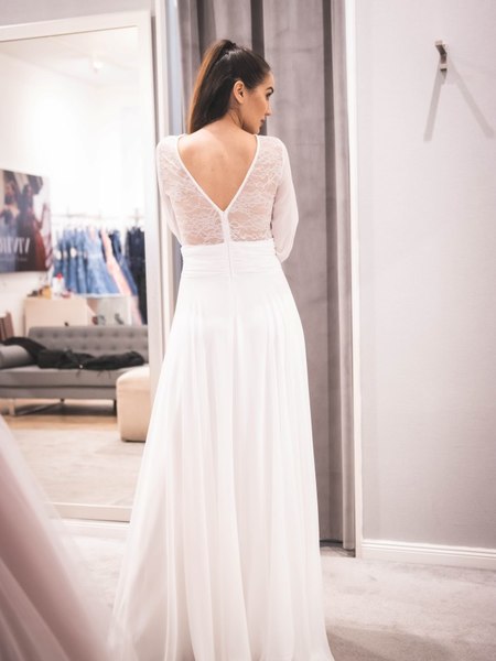 Brautkleid Langarm Delany, weiß