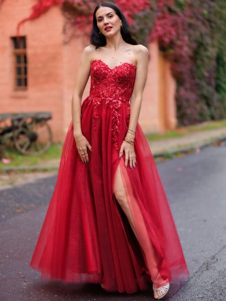 Ballkleid mit Tüll Sarah, weinrot