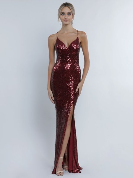 Paillettenkleid Emilia, weinrot