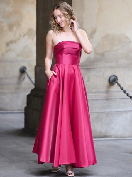 Abendkleid Midi Agnes, fuchsia