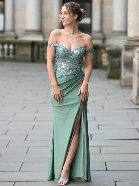 Abendkleid Flora, salbeigrün