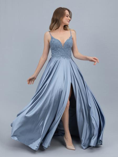 Satinkleid Antonia, silberblau