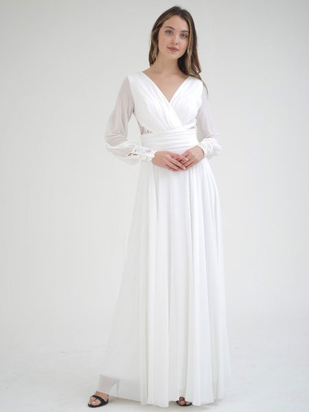 Brautkleid Langarm Delany, weiß