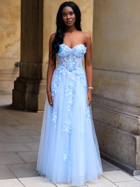 Ballkleid mit Tüll Novalie, hellblau