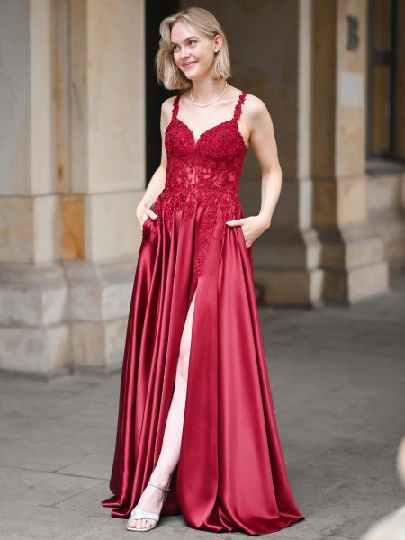 Satinkleid Lucielou, weinrot